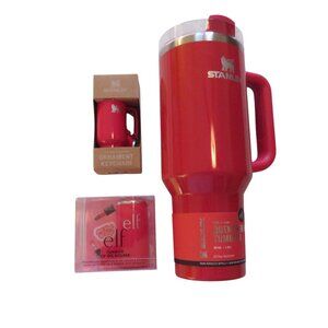 E.L.F. x Stanley 40oz Tumbler Quencher (Red Delicious) Lip Oil Holder & Ornament